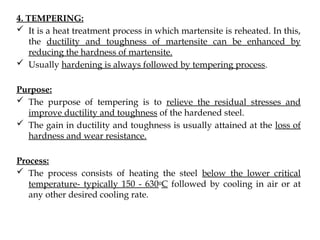 Tempering Proces Simple time temperature transformation curve in heat treatment process | PPTX