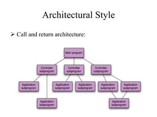 Architectural Style
 Call and return architecture:
 