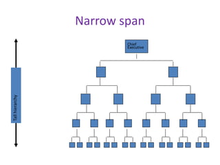 Narrow span
Chief
Executive
Tall
hierarchy
 
