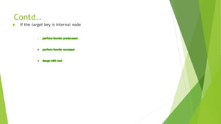 Contd..
 If the target key is internal node

 