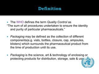 Quality Control Unit 3 | PPTX