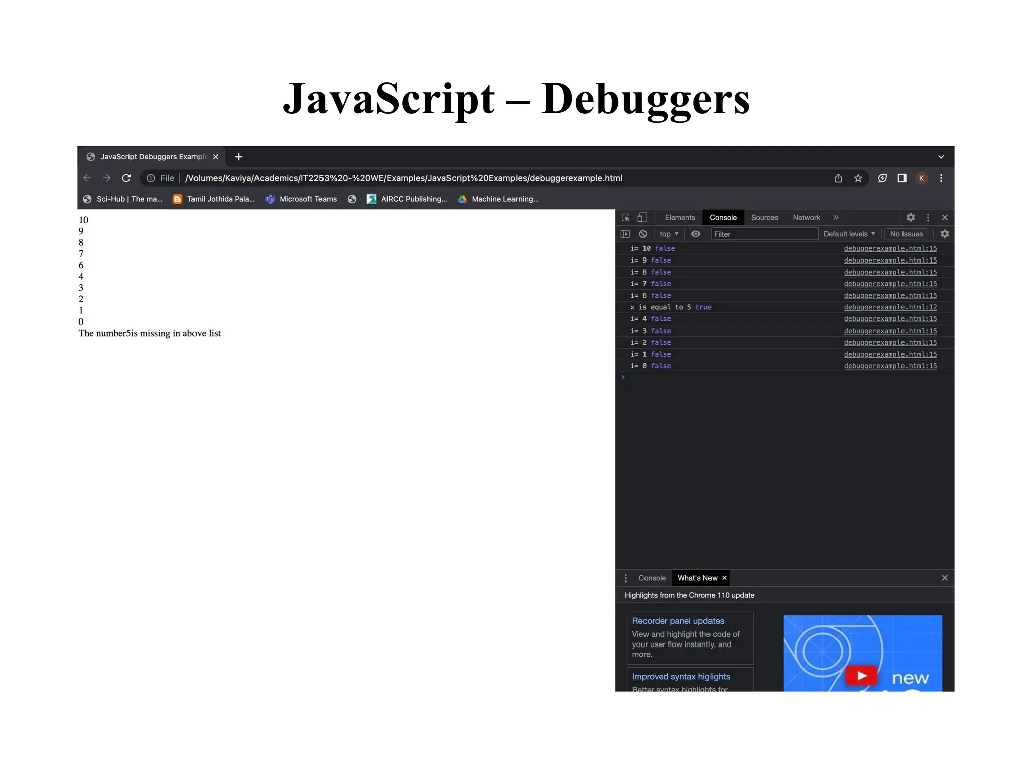 JavaScript – Debuggers
 