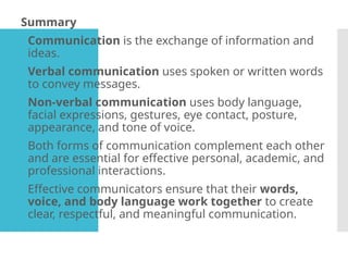 Guide to Verbal and Non-Verbal Communication Skills | PPTX