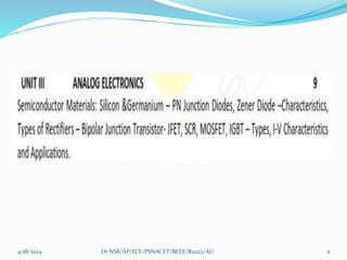 4/18/2024 2
Dr NSR/AP/ECE/PSNACET/BEEE/R2022/AU
 