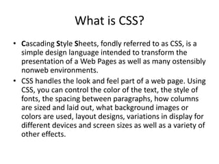 Paragraph Styling Css Design Cascading Styling Sheets(CSS) simple design language intended to ...