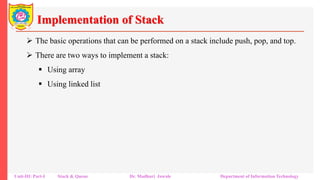 Introduction to Stack, Stack ADT, Implementation of Stack using array ...