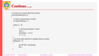 Stack Applications : Infix to postfix conversion, Evaluation of postfix ...
