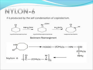 It is produced by the self condensation of caprolactum.




                    Beckmann Rearrangement
 