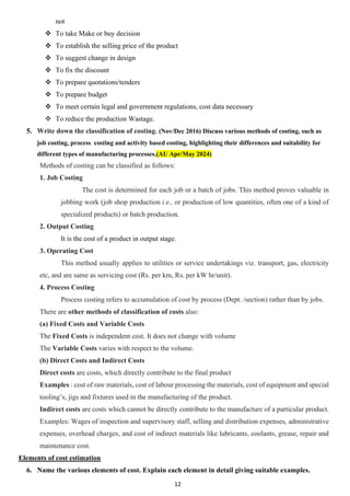 Unit – III: Introduction to Cost Estimation | PDF