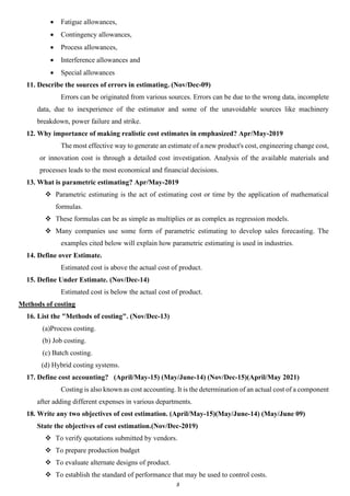 Unit – III: Introduction to Cost Estimation | PDF