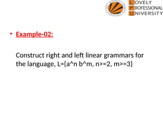 Left Linear Grammar Example UNIT III REGULAR GRAMMAR. in automatappt | PPT