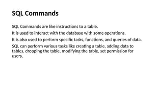 Dql Instructions Comprehensive Guide to SQL and PL/SQL: Commands, Data Types, and ...