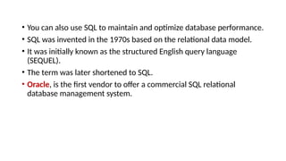 Comprehensive Guide to SQL and PL/SQL: Commands, Data Types, and ...