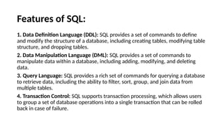Comprehensive Guide to SQL and PL/SQL: Commands, Data Types, and ...