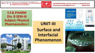 Unit Iii Pp I Sem Iii Surface Interfacial Phenomenon Pdf