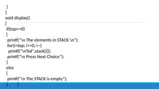 Display In Stack UNIT II LINEAR DATA STRUCTURES – STACKS.pptx