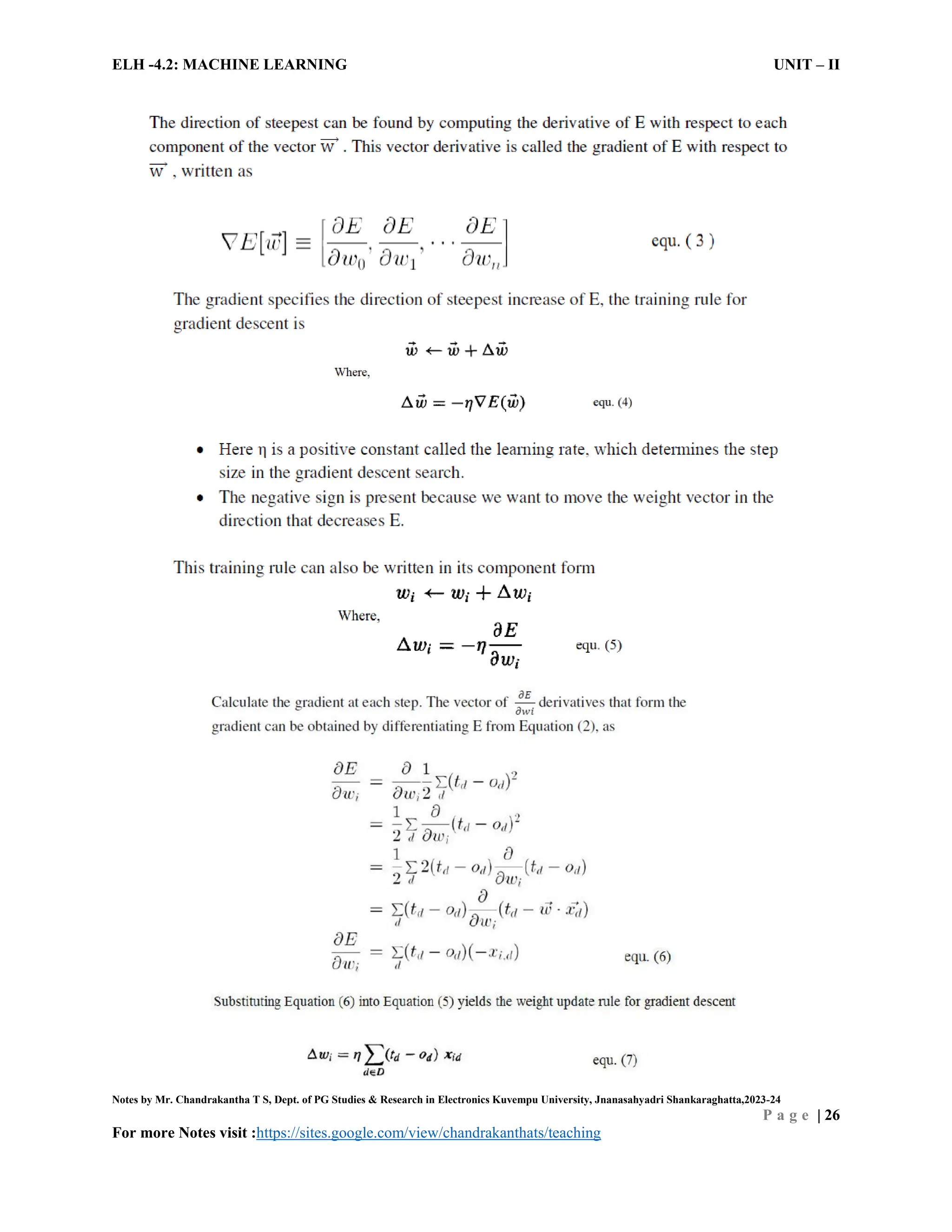 ELH -4.2: MACHINE LEARNING UNIT – II
Notes by Mr. Chandrakantha T S, Dept. of PG Studies & Research in Electronics Kuvempu University, Jnanasahyadri Shankaraghatta,2023-24
P a g e | 26
For more Notes visit :https://sites.google.com/view/chandrakanthats/teaching
 