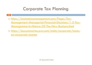 Unit II Tax Planning and Company Promotion