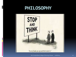 PHILOSOPHY
20/08/2014 22Shri Vinoba Bhave College of Nursing, Silvassa
 