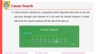 Searching and Sorting Unit II Part I.pptx | Search | Internet