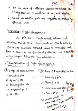 Pile Foundation Notes.pdf Unit ii pile foundations hand written notes | PDF