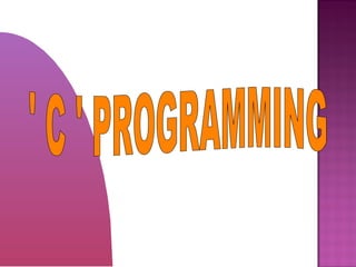 C PROGRAMMING BASICS- COMPUTER PROGRAMMING UNIT II | PPT