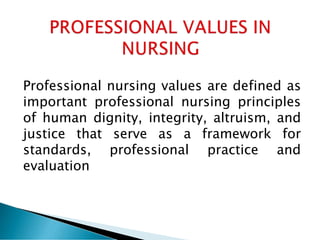 Values In Nursing Unit II professional values.pdf uunit II | PDF