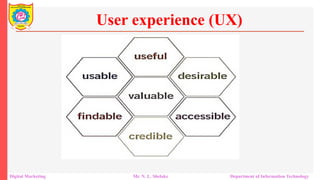 User experience (UX)
Digital Marketing Mr. N. L. Shelake Department of Information Technology
 