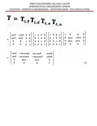 Unit II Solved Question Bank - Robotics Engineering - | PDF
