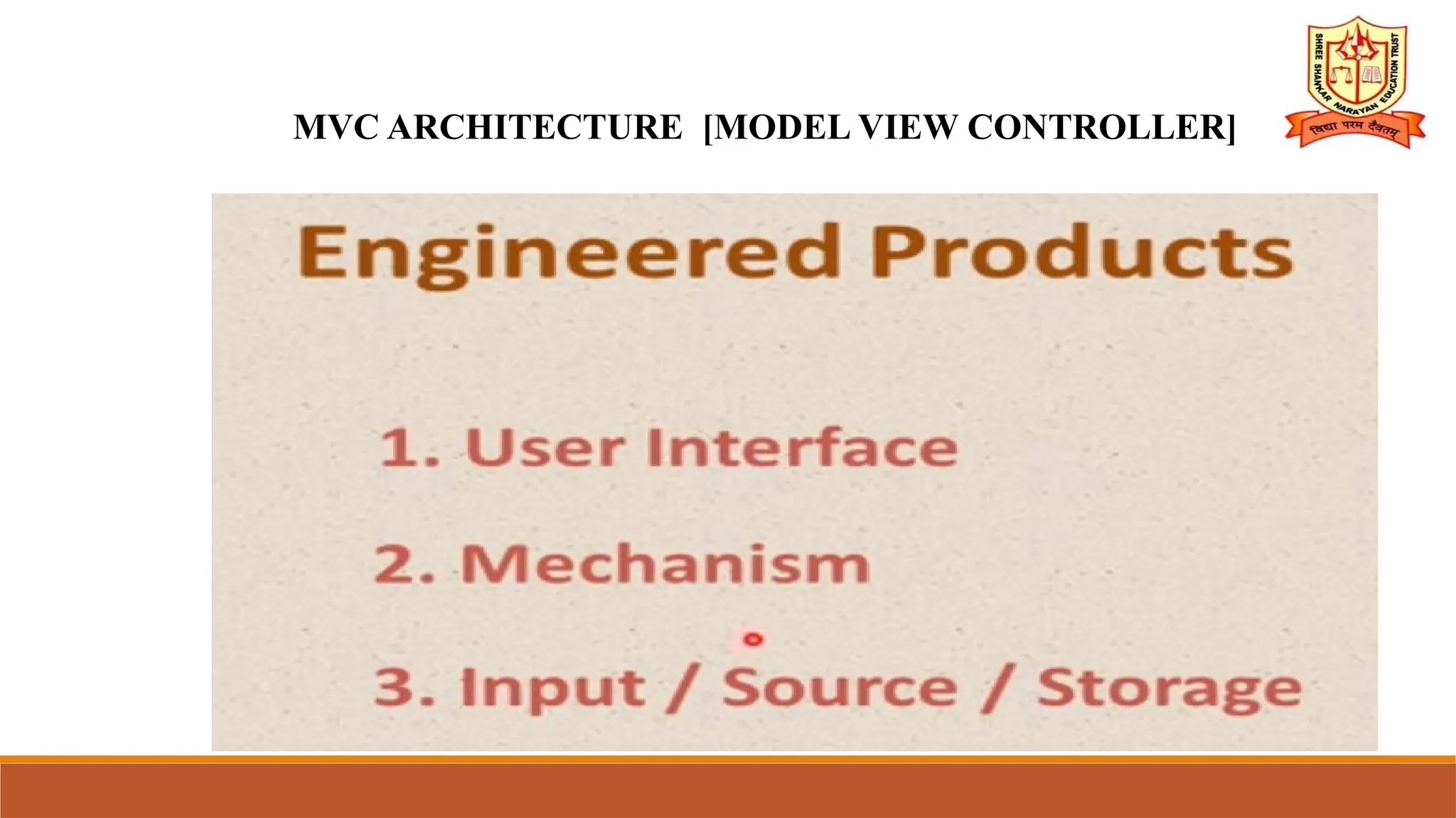 MVC ARCHITECTURE [MODEL VIEW CONTROLLER]
 