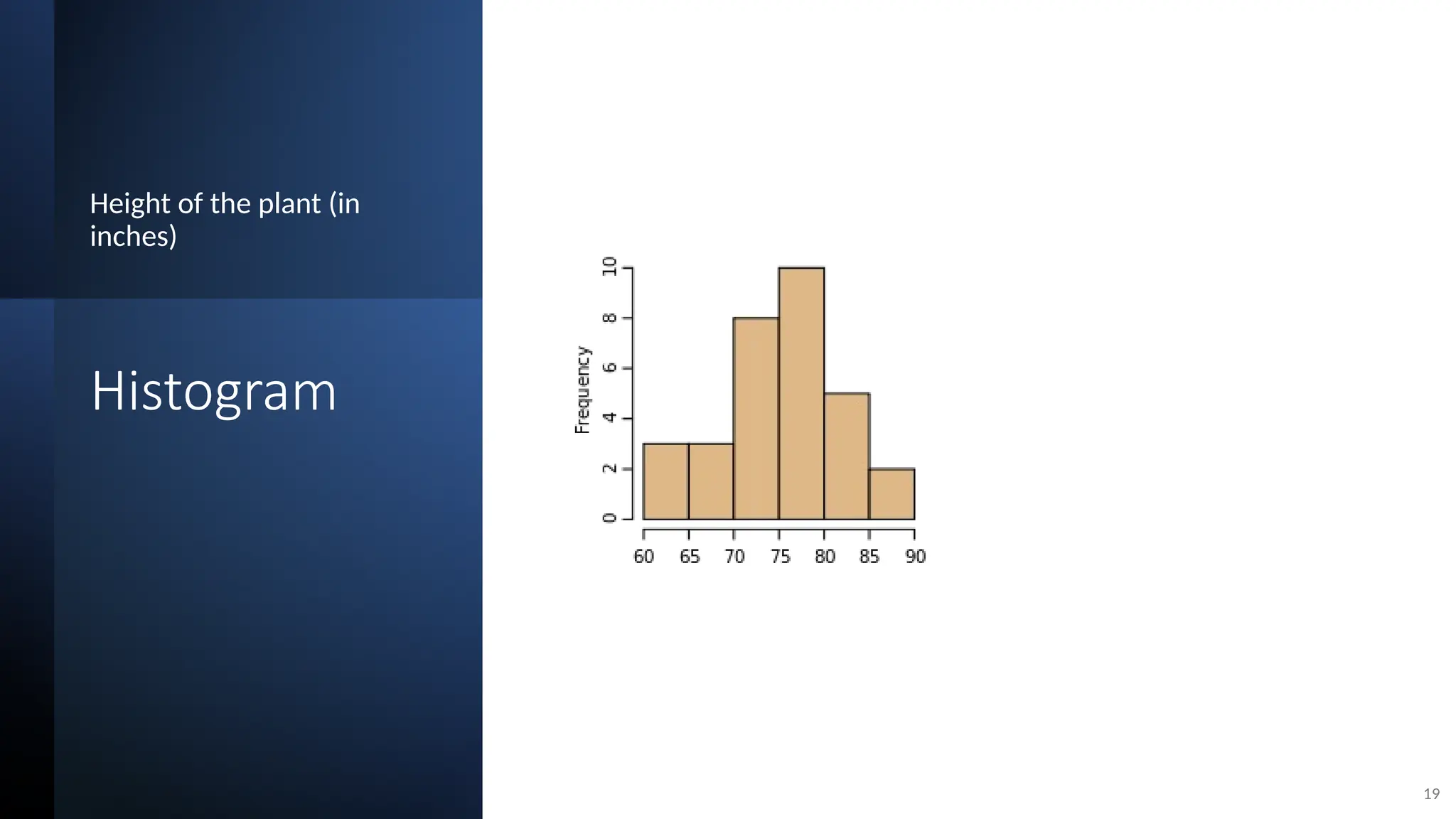 Histogram
Height of the plant (in
inches)
19
 