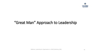 “Great Man” Approach to Leadership
30
Waldman, Leadership for Organizations 1e. SAGE Publishing, 2020.
 