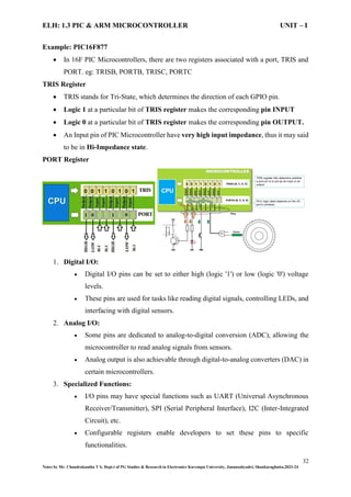 ELH-1.3 PIC & ARM MICROCONTROLLER UNIT I Microcontroller’s | PDF