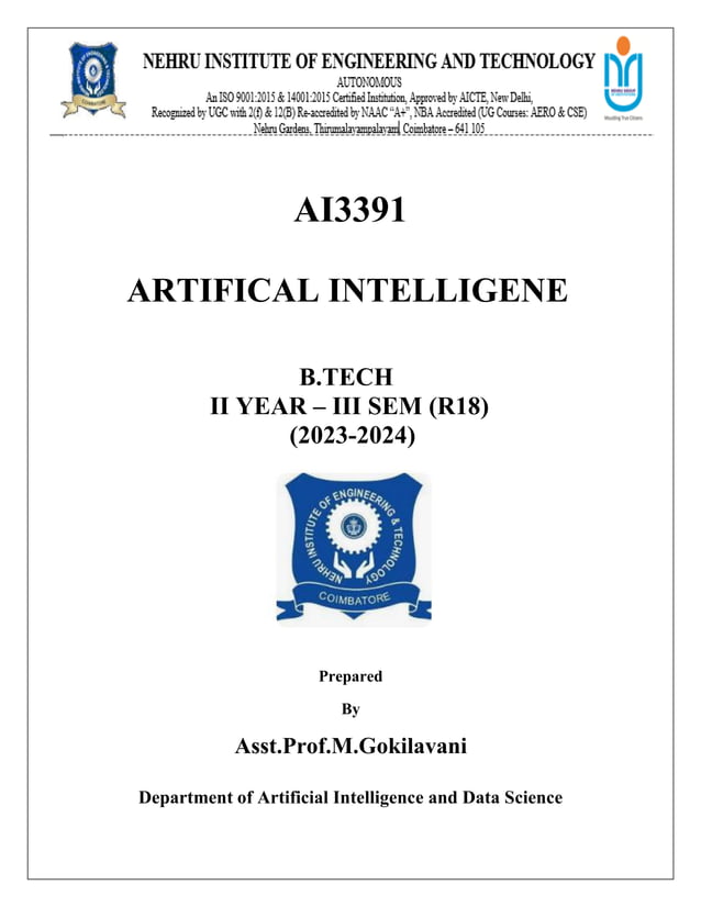 AI3391 ARTIFICIAL INTELLIGENCE Unit I notes.pdf