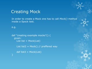 Unit/Integration Testing using Spock | PPT