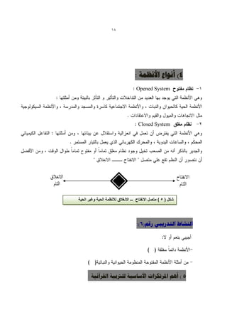 ‫81‬




                                    ‫4) أًْاع األًظوخ :‬
                                     ‫‪Opened System‬‬




                                      ‫‪Closed System‬‬




‫شكل ( 0 ) متصل االنفتاح ـــ االنغالق لألنظمة الحٌة وغٌر الحٌة‬




                                     ‫الٌشبط التذسٗجٖ سقن(6):‬




      ‫5 ) أُن املشتكضاد األعبع٘خ للرتث٘خ القشآً٘خ :‬
 