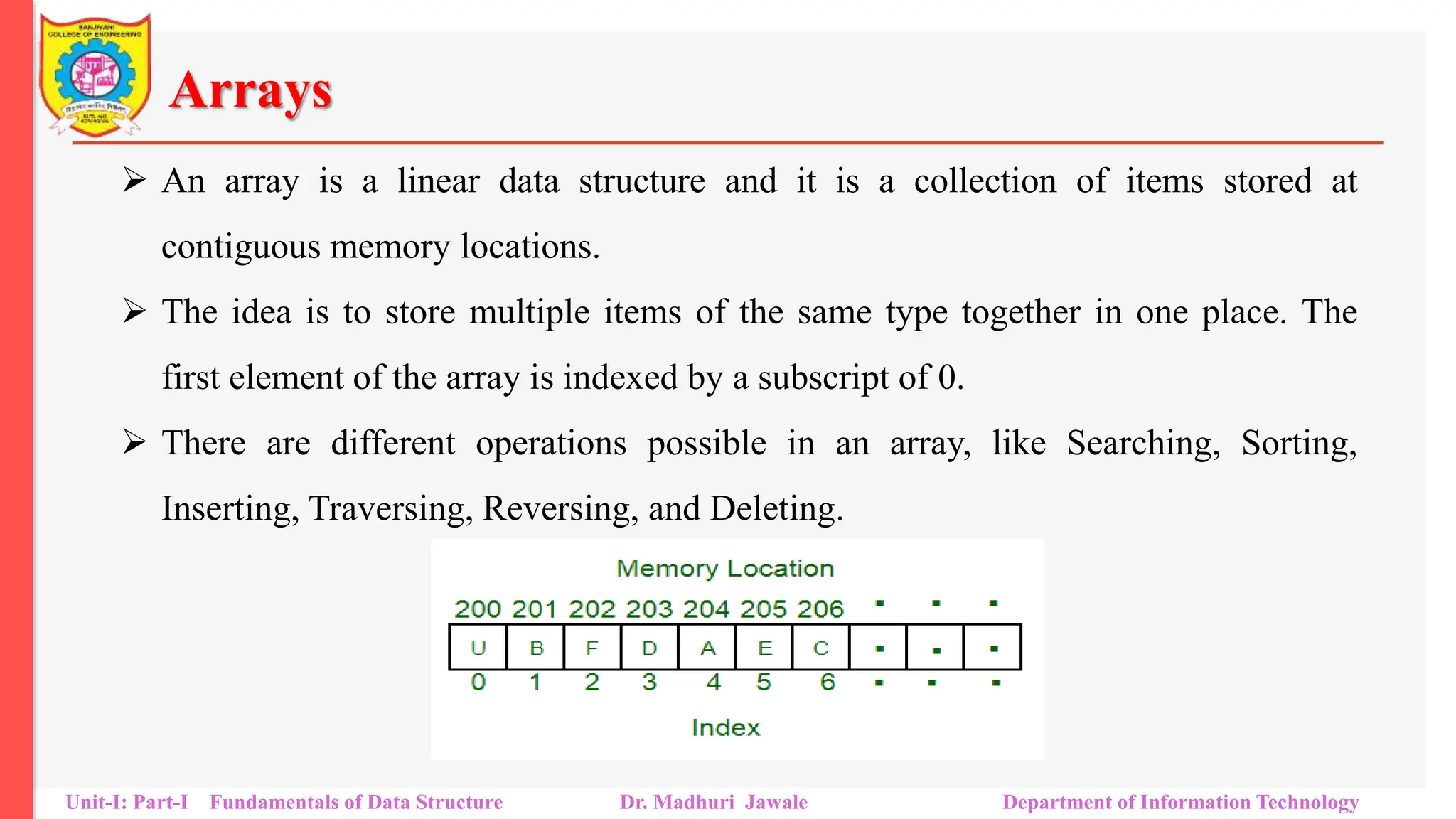Fundamentals of Data Structure_Unit I.pptx | Databases | Computer ...