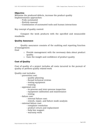 Unit I Software Testing and Quality Assurance | PDF