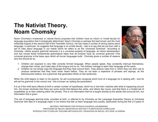 Nativist Approach theories of language acquisition | PDF