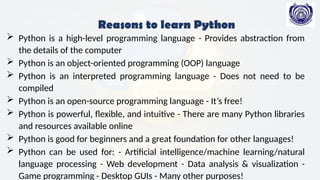Comprehensive Introduction to Python Programming Language and Its ...
