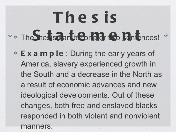 thesis statement example for slavery