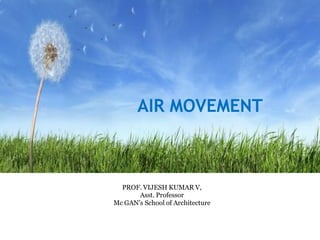AIR MOVEMENT
PROF. VIJESH KUMAR V,
Asst. Professor
Mc GAN’s School of Architecture
 