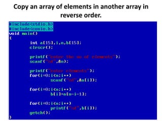 Copy an array of elements in another array in
reverse order.
 