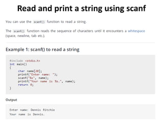 Read and print a string using scanf
 