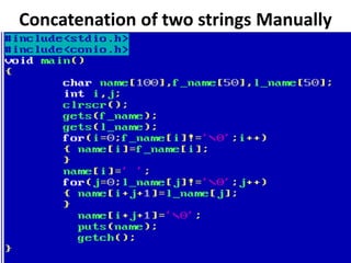 Concatenation of two strings Manually
 