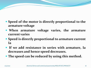 Unit iv conventional and solid state speed control of dc motors | PPTX