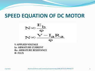 Unit iv conventional and solid state speed control of dc motors | PPTX