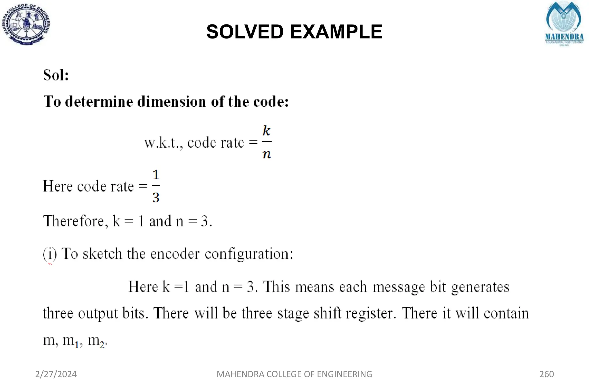 SOLVED EXAMPLE
2/27/2024 MAHENDRA COLLEGE OF ENGINEERING 260
 