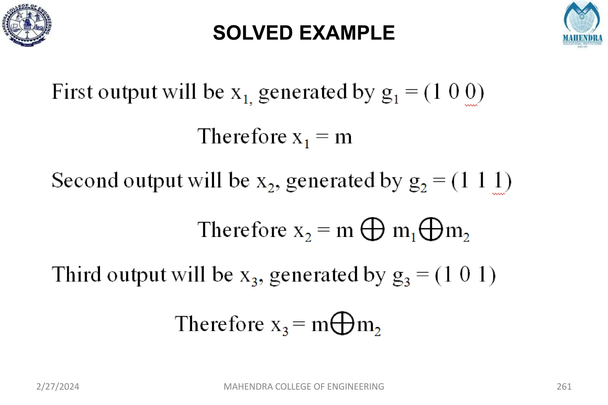 SOLVED EXAMPLE
2/27/2024 MAHENDRA COLLEGE OF ENGINEERING 261
 