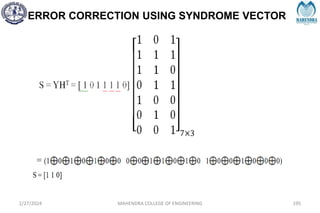 ERROR CORRECTION USING SYNDROME VECTOR
2/27/2024 MAHENDRA COLLEGE OF ENGINEERING 195
 